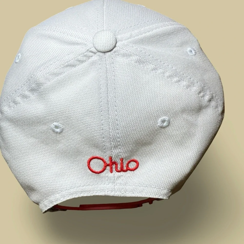 TravisMathew Snapback Hat Mens OSFM Gray Red Ohio Logo Flexfit 110 Cap